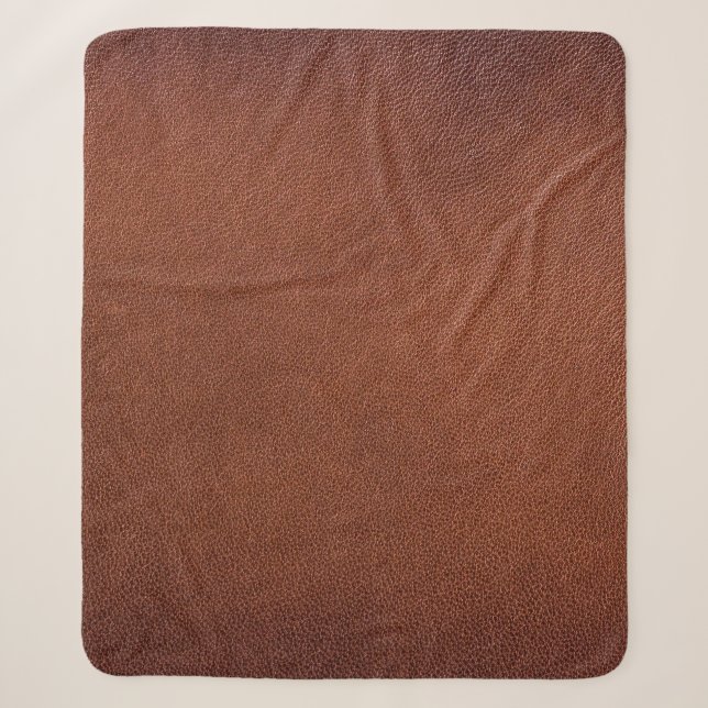 Brown leather texture sherpa blanket (Front)
