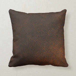 Brown Leather Texture Throw Pillow