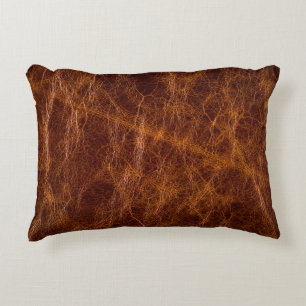 Brown leather textureabstract,art,artificial,backg accent pillow