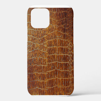 Brown Leather: Textured Background. iPhone 12 Case