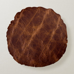 Brown leather textureleather,texture,abstract,acce round pillow