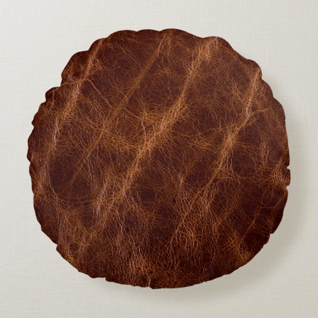 Brown leather textureleather,texture,abstract,acce round pillow (Front)
