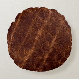 Brown leather textureleather,texture,abstract,acce round pillow
