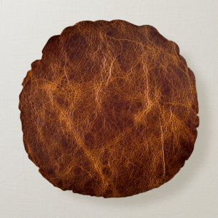 Brown leather textureleather,texture,background,ar round pillow