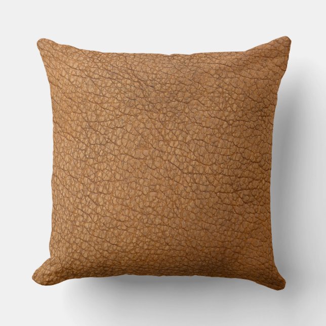 Brown Leather Throw Pillow (Front)