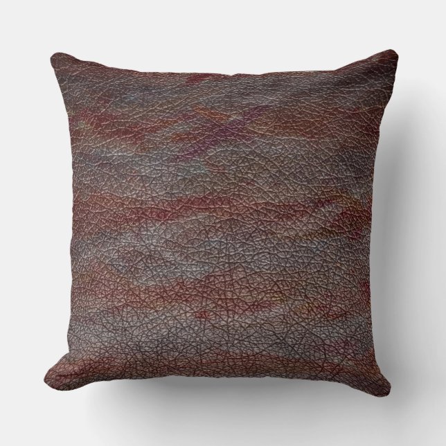 Brown Leather Throw Pillow (Front)