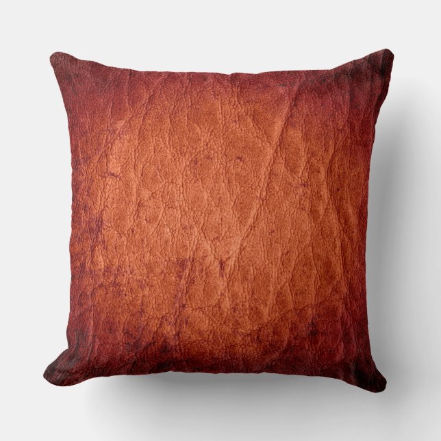 Brown Leather Throw Pillow (Front)