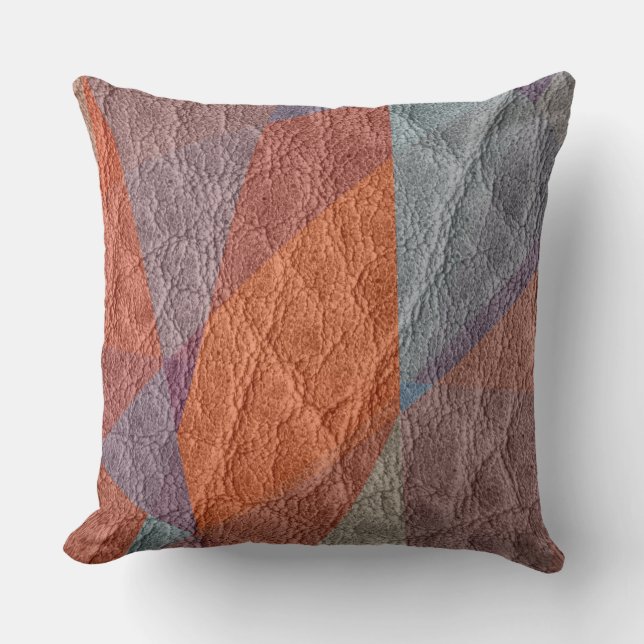 Brown Leather Throw Pillow (Front)