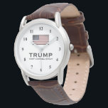 Brown leather Trump watch Keep America Great<br><div class="desc">Brown leather Trump watch with US flag Keep America Great .  Custom,  wrist watch for men with vintage flag. Support the republican party campaign. Patriotic design with American flag. Keep America Great. Make America Great Again.</div>