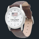 Brown leather Trump watch Keep America Great<br><div class="desc">Brown leather Trump watch with US flag Keep America Great .  Custom,  wrist watch for men with vintage flag. Support the republican party campaign. Patriotic design with American flag. Keep America Great. Make America Great Again.</div>