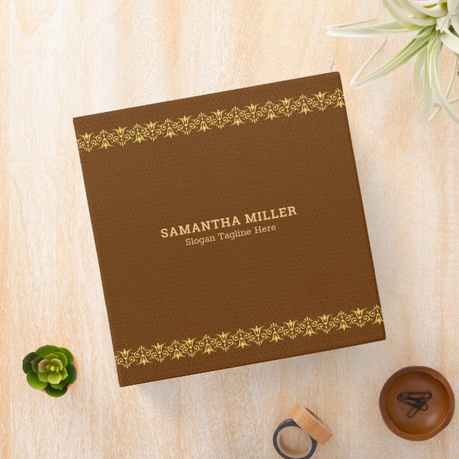 Brown Leather Vintage Gold border  Binder (In Situ)