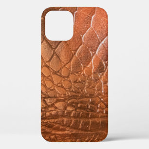 Brown leather with a pattern in the form of a scal iPhone 12 case