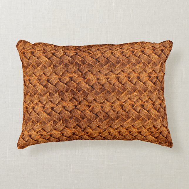 Brown leather woven backgroundleather,brown,backgr accent pillow (Front)