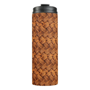 Brown leather woven backgroundleather,brown,backgr thermal tumbler
