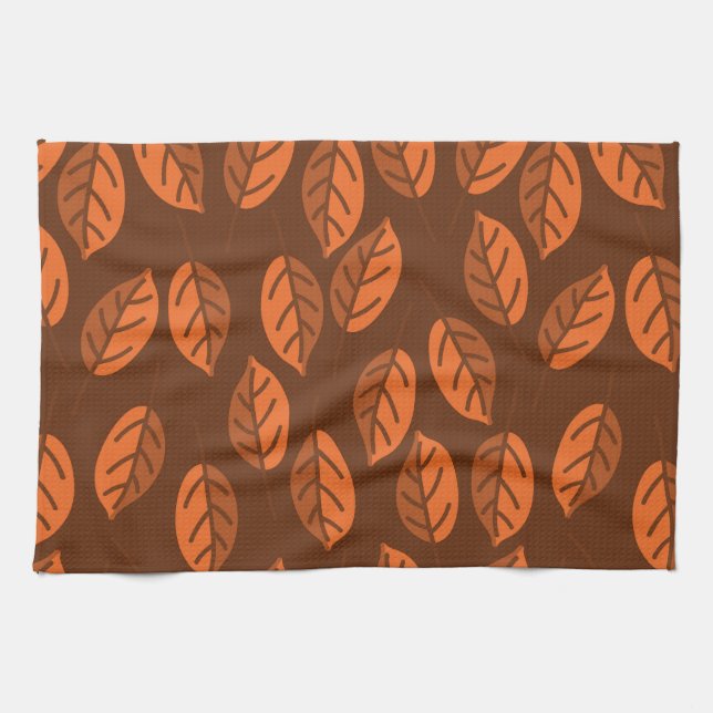 Brown leaves kitchen towel (Horizontal)