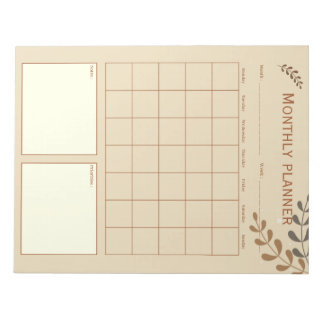 brown leaves monthly planner notepad