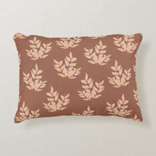 Brown Leaves Vintage Line Leaf Pattern  Accent Pillow