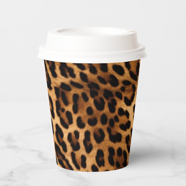 Brown Leopard Animal Print Paper Cups (Front)