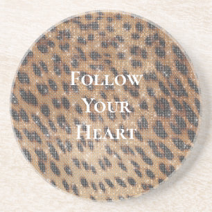 Brown Leopard Animal Print Sparkle Coaster