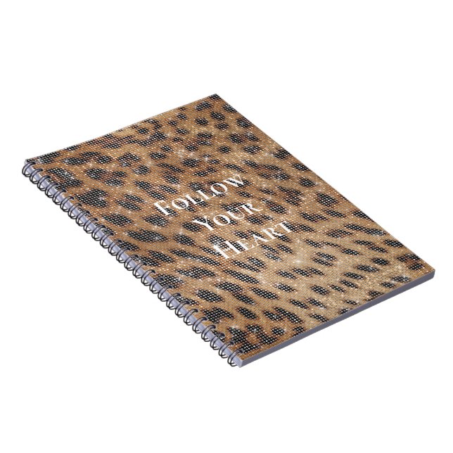 Brown Leopard Animal Print Sparkle Notebook (Right Side)