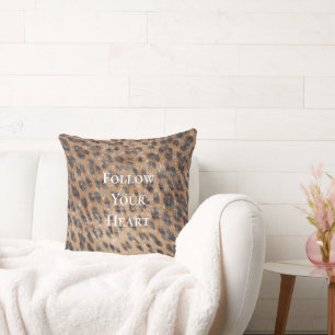 Brown Leopard Animal Print Sparkle Throw Pillow