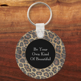Brown Leopard Animal Sparkle Keychain