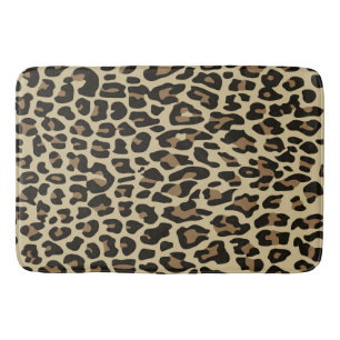 Brown leopard cheetah animal print bath mat