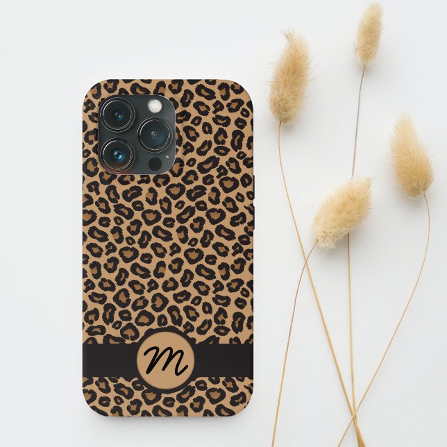 Brown Leopard Pattern Monogram Case-Mate iPhone Case (Creator Uploaded)