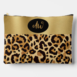 Brown Leopard Print Accessory Pouch