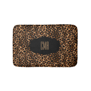 Brown Leopard Print DIY Monogram Bath Mat