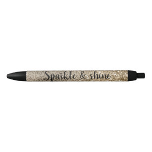Brown Leopard Print Gold Glitter sparkle Black Ink Pen