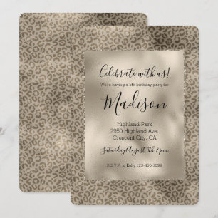 Brown Leopard Print Gold Glitz Invitation