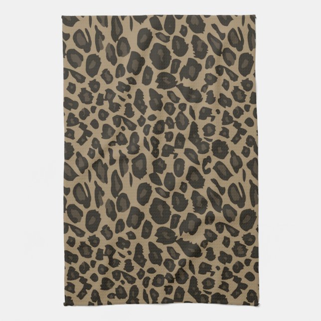 Brown Leopard Print Kitchen Towel (Vertical)