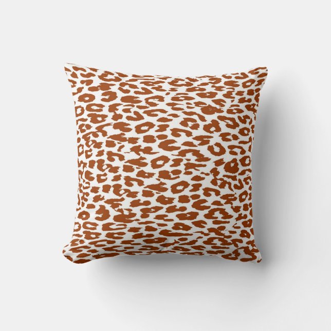 Brown Leopard Print Skin Fur Throw Pillow (Front)