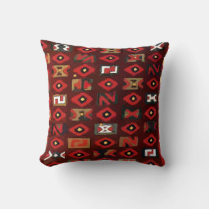 Brown Letter Abstract Throw Pillow
