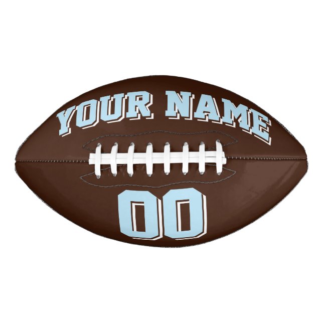 BROWN LIGHT BLUE AND WHITE Custom Football (Front)