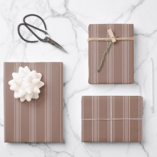 Brown & Light Brown Stripes Wrapping Paper Sheet