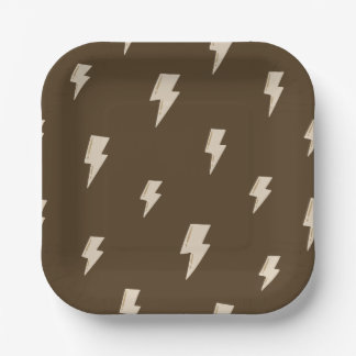 Brown Lightning Paper Plates - 9in