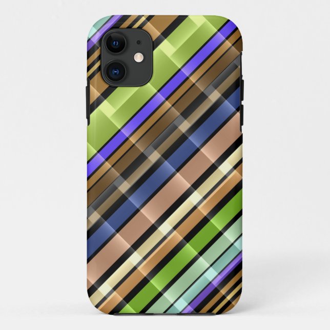 Brown Lime Purple Diagonal Stripes Pattern Case-Mate iPhone Case (Back)
