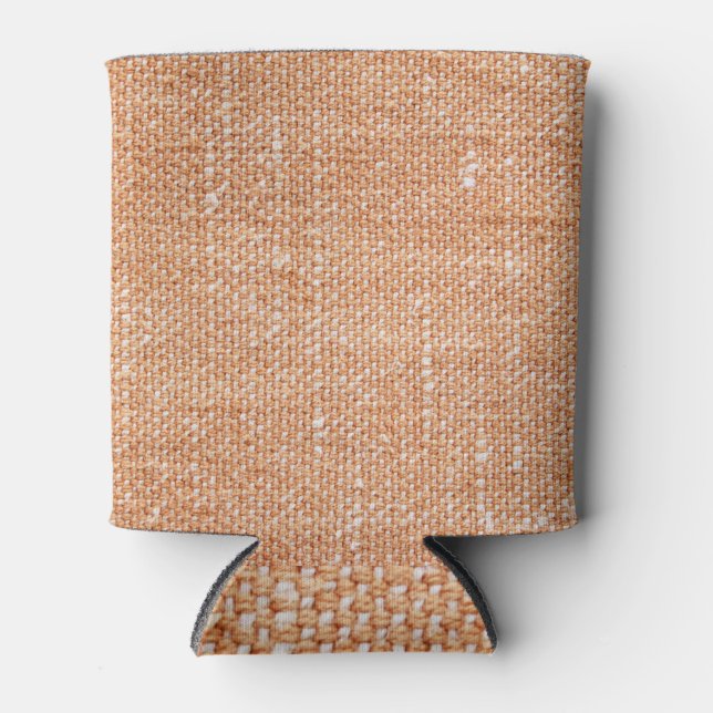 Brown Linen Canvas Texture Background Can Cooler (Front)