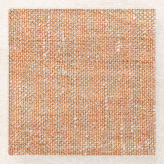 Brown Linen Canvas Texture Background Glass Coaster