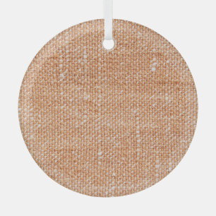 Brown Linen Canvas Texture Background Glass Ornament