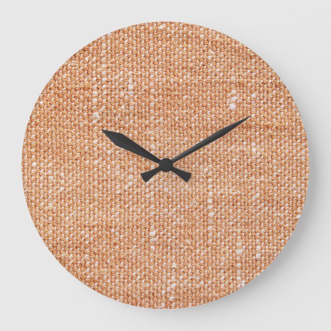 Brown Linen Canvas Texture Background Large Clock (Front)