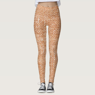 Brown Linen Canvas Texture Background Leggings