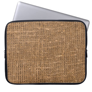 Brown Linen Canvas Texture Laptop Sleeve