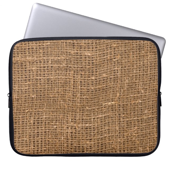 Brown Linen Canvas Texture Laptop Sleeve (Front)