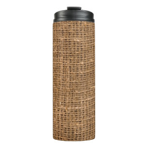 Brown Linen Canvas Texture Thermal Tumbler