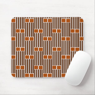 Brown Lines and Boxes Mouse Pad