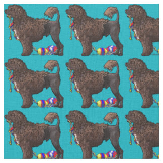 Brown Lion Portuguese Water Dog with Float Line Fabric