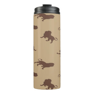 Brown lion silhouette thermal tumbler